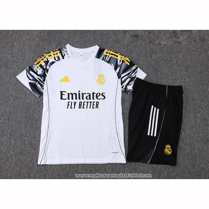 Fato de Treino Real Madrid 2025-2026 Manga Curta Branco - Calcas Curta